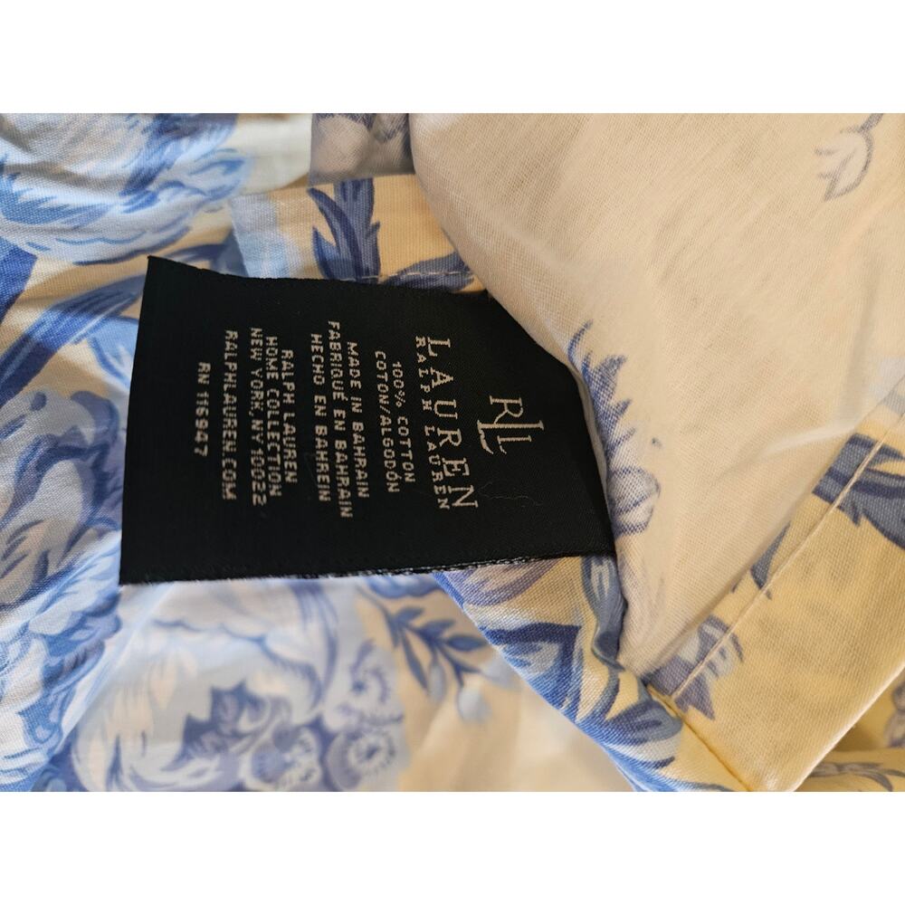 Lauren Ralph Lauren Queen Comforter 2 Pillow Shams Yellow Blue Floral Cotton - Picture 7 of 7